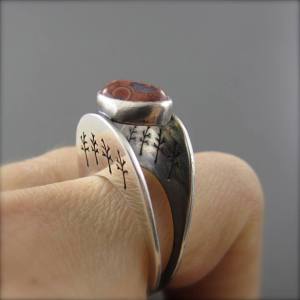 Lake Superior Agate Silver Forest Cocktail Ring  by Beth Millner