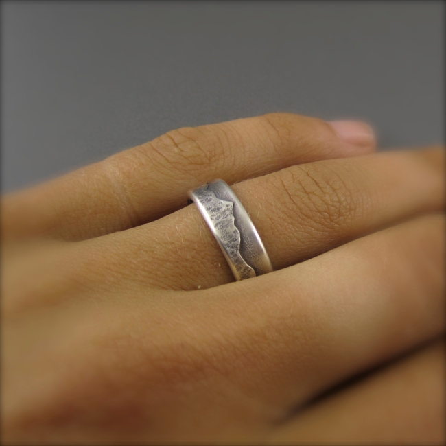 Custom Mountain Range Ring in Sterling Silver